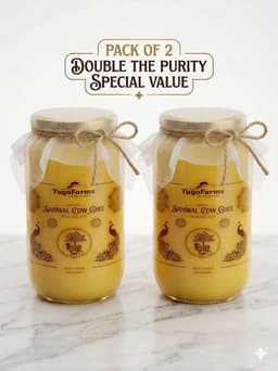 A2 Sahiwal Cow Ghee 2L | Pack of 2 x 1L | Bilona Curd-Churned Pure Desi Ghee