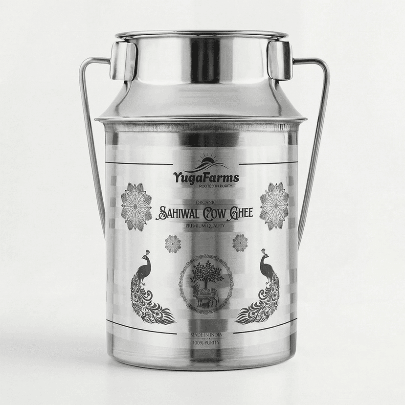 Sahiwal Cow A2 Ghee - Made From Curd (2 Ltr - Steel Dolchi)