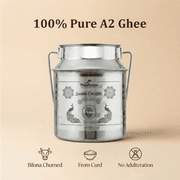 Sahiwal Cow A2 Ghee - Made From Curd (5 Ltr - Steel Dolchi) 7