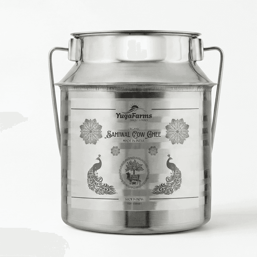 Sahiwal Cow A2 Ghee - Made From Curd (5 Ltr - Steel Dolchi)