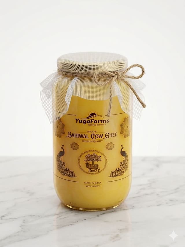 A2 Sahiwal Cow Ghee 1L | Bilona Method | Hand-Churned Pure Desi Ghee Glass Jar