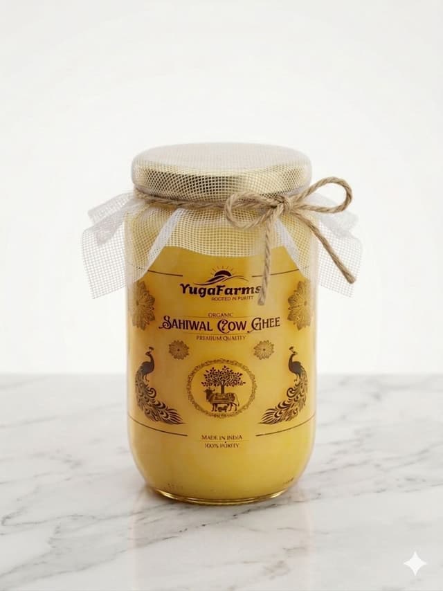 Pure A2 Sahiwal Cow Ghee 500ml | Traditional Bilona Method | Curd-Churned Desi Ghee