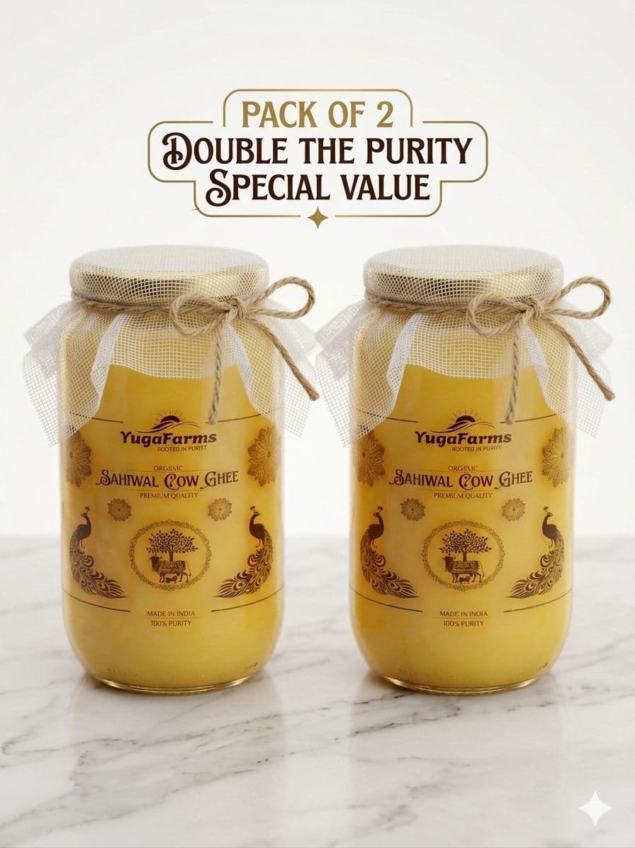 A2 Sahiwal Cow Ghee 2L | Pack of 2 x 1L | Bilona Curd-Churned Pure Desi Ghee